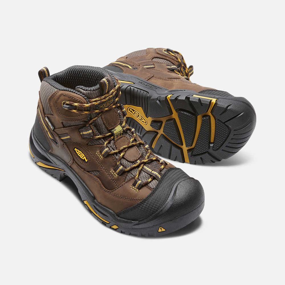 Botas de Trabajo Keen Mexico Marrom - Hombre Braddock Waterproof Mid (Steel Toe) - FQ4975860